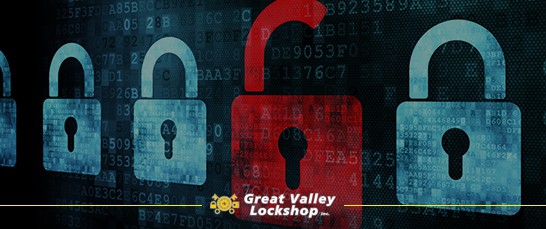 Digital locks representing a security vulnerability.